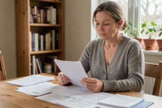 Femme consultant des documents d'adoption après la fermeture de l'Independent Adoption Center