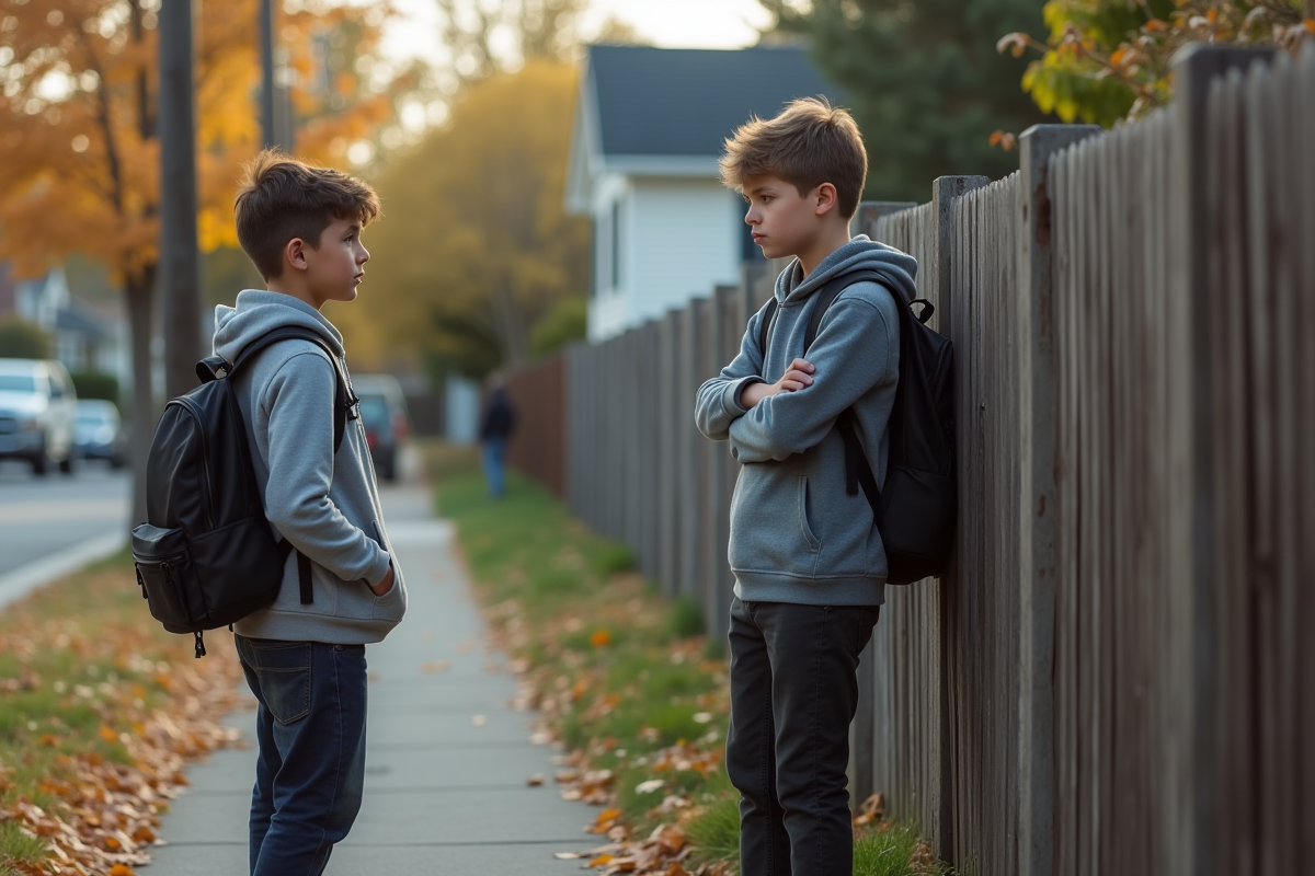 Deux adolescents dans une rue d