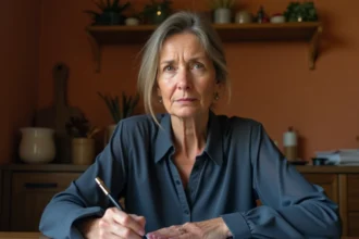 Mère écrivant une lettre d'absence pour l'école à la suite d'un décès dans la famille