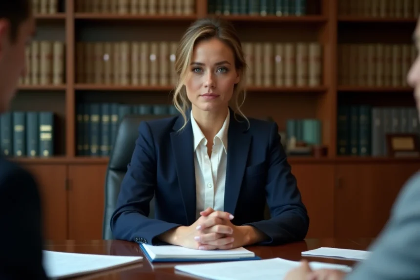 Mère consultant un avocat dans un bureau juridique pour défendre sa garde d'enfant lors d'une procédure judiciaire