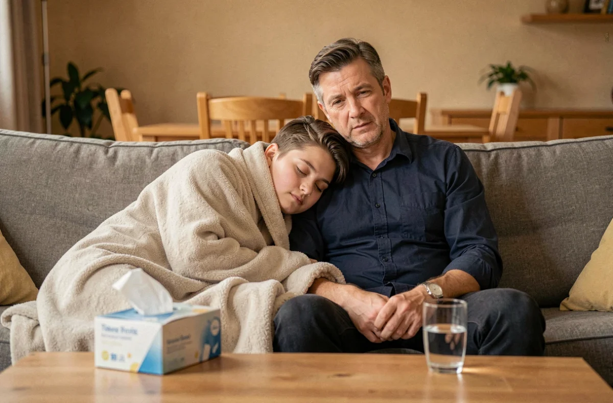 Père restant à domicile pour s'occuper de son enfant malade dans la fonction publique
